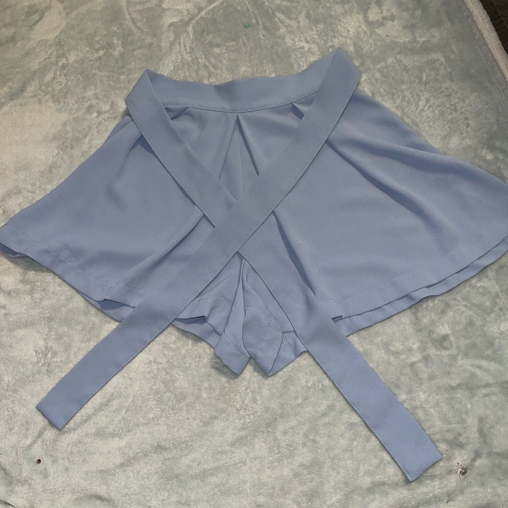 Zara Pale Blue Chiffon Crop Top - Picture 8 of 8